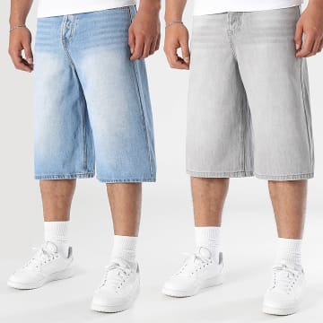 LBO - Lot De 2 Shorts Jean Baggy Large 0338 0337 Grau Blau Denim